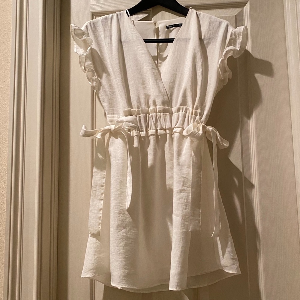 Zara White dress with Bows size XS - Picture 6 of 9